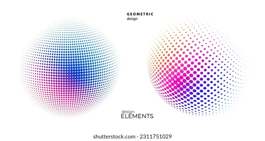 Set Design elements symbol Editable halftone frame dot circle pattern on white background. Vector illustration eps 10 frame with black random dots. Round border Icon using halftone circle dots text