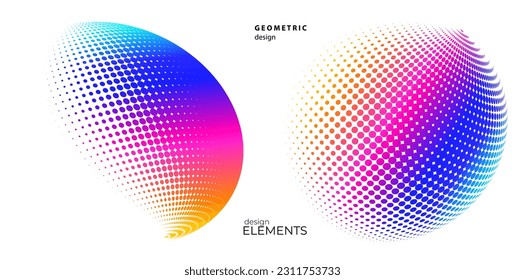 Set Design elements symbol Editable halftone frame dot circle pattern on white background. Vector illustration eps 10 frame with black random dots. Round border Icon using halftone circle dots text