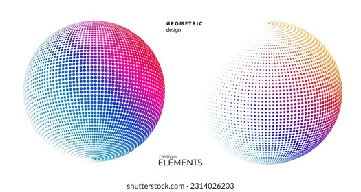 Set Design elements symbol Editable halftone frame dot circle pattern on white background. Vector illustration eps 10 frame with black random dots. Round border Icon using halftone circle dots text