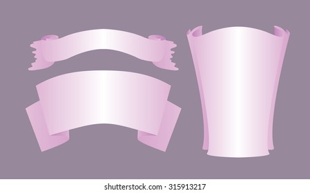 A set of design elements - three purple ribbon
