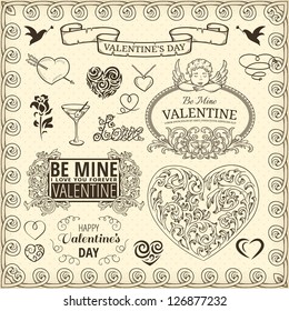 Set of design elements for Valentines Day