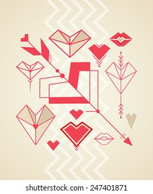 Set of design elements for Valentine's Day