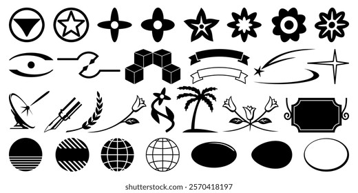 Set of Design Elements. Vector graphic figures isolated on white.
