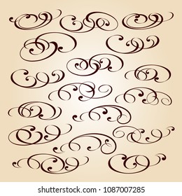 Set design elements. Vector illustration.Brown on beige.