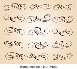 Set design elements. Vector illustration.Brown on beige.