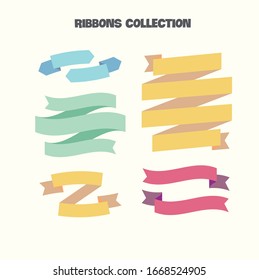 Set of design elements vintage banners ribbons. Vector illustration