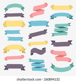 Set of design elements vintage banners ribbons. Vector illustration.