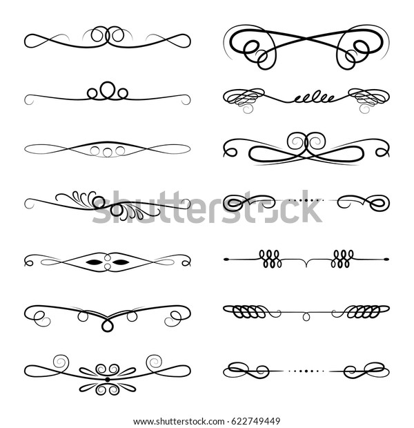 Set of design\
elements vintage dividers in black color. Page decoration. Vector\
illustration. Isolated on white background. Can use for birthday\
card, wedding invitations
