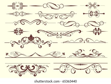 set of design elements in vintage style vectorized