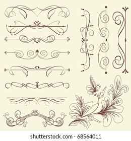 set of design elements in vintage style vectorized