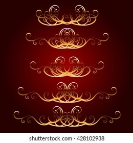 Set of design elements in vintage style.Vector patterns