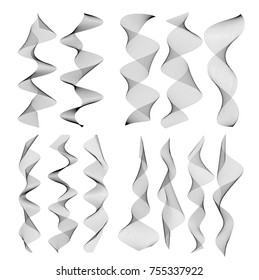 Set Design elements. Wave of many gray lines. Abstract vertical wavy stripes on white background isolated. Creative line art. Vector illustration EPS 10. Waves with lines created using Blend Tool