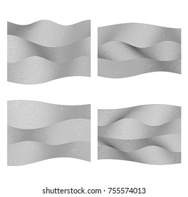 Set Design elements. Wave of many gray lines. Abstract wavy stripes on white background. Creative line art. Vector illustration EPS 10. Black waves with lines created using Blend Tool
