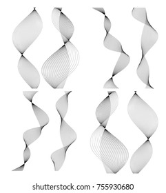 Set Design elements. Wave of many gray lines. Abstract vertical wavy stripes on white background isolated. Creative line art. Vector illustration EPS 10. Waves with lines created using Blend Tool