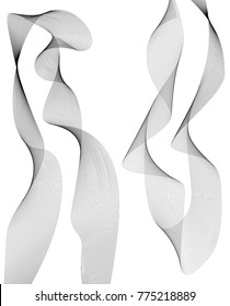 Set Design elements. Wave of many gray lines. Abstract vertical wavy stripes on white background isolated. Creative line art. Vector illustration EPS 10. Waves with lines created using Blend Tool