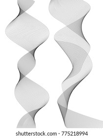 Set Design elements. Wave of many gray lines. Abstract vertical wavy stripes on white background isolated. Creative line art. Vector illustration EPS 10. Waves with lines created using Blend Tool