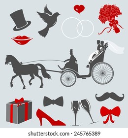 Set of design elements for wedding cards and invitations. eps 10 vector