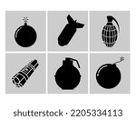 Set of Design Explosive Silhouette Vector 