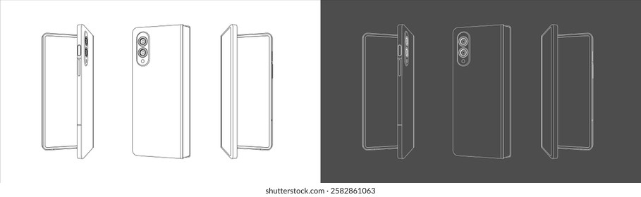  Set Design of a Foldable Flip Smartphone in Multiple Views