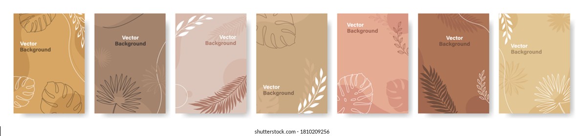 Set of design frames with space for text, template flowers and leaves frames. Greeting card, wedding invitation. Modern design. Vector illustration.