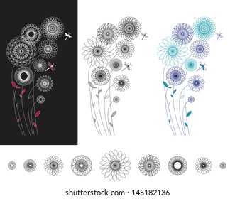 Set design with geometric flowers