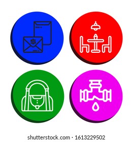 Set Of Design Icons. Such As Invoice, Dining Table, Gym Bag, Leak , Design Icons