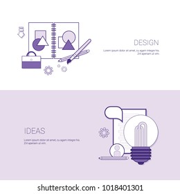 Set of Design Ideas Banners Business Concept Template Background With Copy Space Vector Illustration