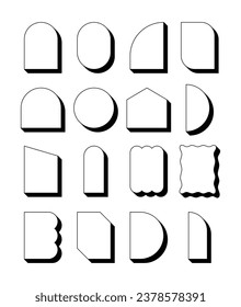Conjunto de ilustraciones de diseño de formas simples, modernas, geométricas y abstractas. Arqueado, circular, semicircular, cuadrado.