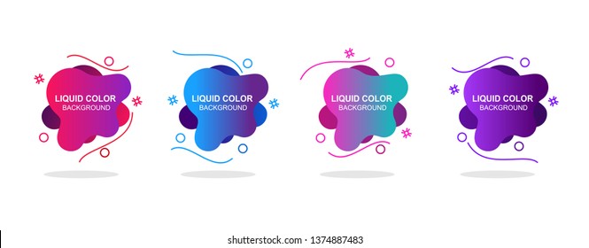 Set of design liquid gradient, liquid banner, background fluid