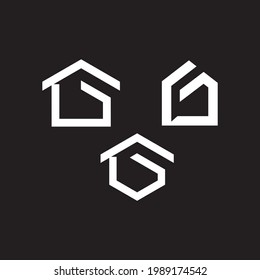 set design logo initial letter G house