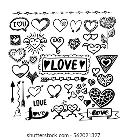 Set of design love object isolated on White background. Vector illustration photo frame with heart