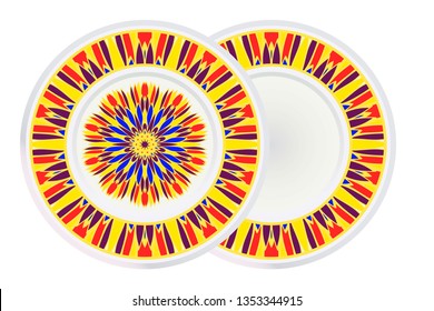Set of Design Mandala Ornament and round frame. Vector Illustration. Round Geometric Floral Pattern. Oriental Pattern. Indian, Moroccan, Mystic, Ottoman Motifs. Anti-Stress Therapy Pattern.