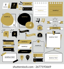 Um conjunto de materiais de design adequados para uso em manchetes, títulos e aplicações similares. Ilustração vetorial.