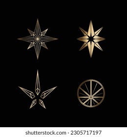 set design a modern and minimalist logo abstract star in rose gold color