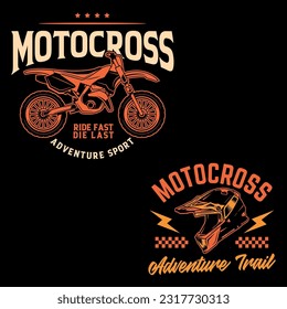 Set Design Motocross Vector Illustration Art Vector