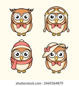 Set of design owl vector icons