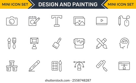 Set of Design and Painting Icons Collection: A Versatile Set for Art, Design Projects, Illustration Work, Studio Resources, and Creative Professional Use.
