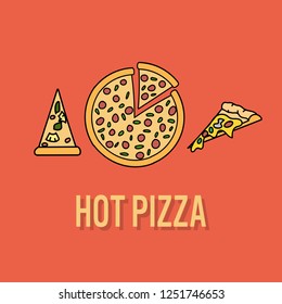 Set design of pizza.Vector cartoon style.
