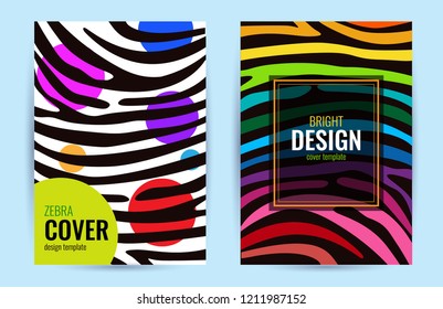 Set Design poster in color rainbow. Stripes on black background. Abstract graphic background.  Universal bright template for a cover with text. Vector illustration.