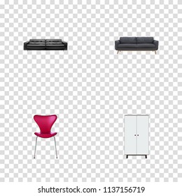 Set of design realistic symbols with lounge, cupboard, seating and other icons for your web mobile app logo design.