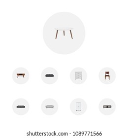 Set of design realistic symbols with stool, commode, settee and other icons for your web mobile app logo design.