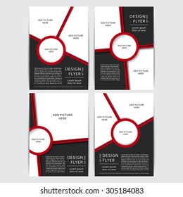 Set of design of the red and black flyers vector illustration. Red and black Poster templates for your business.