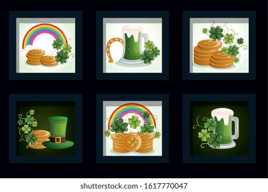 Set design, Saint patricks day ireland celebration fortune irish natural and lucky theme Vector illustration