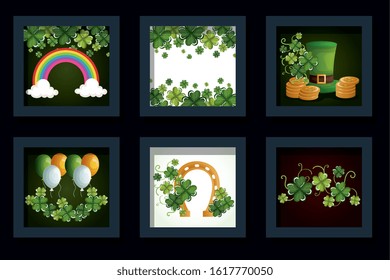 Set design, Saint patricks day ireland celebration fortune irish natural and lucky theme Vector illustration