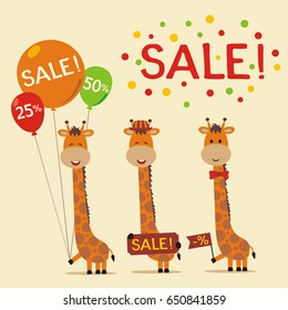 Set for design sale with giraffe.