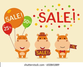 Set for design sale with hippo.