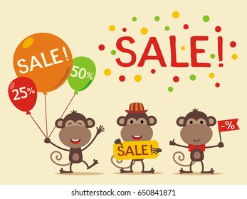 Set for design sale with monkey.