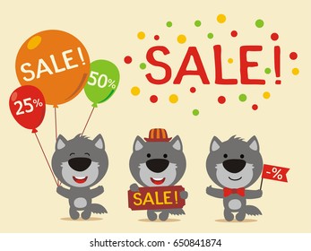 Set for design sale with wolf.