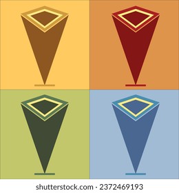 Set of design symbols and icons for map pointers share location Locations, signs, construction sites, business locations, transportation, web, and more.