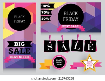 set of design template for black friday sale, vector illustration